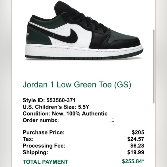Jordon 1 Low Green Toe - Picture 2 of 2